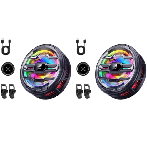 ZORBES® Phone Cooler for Gaming Magnetic Mobile with 3 Level Modes LCD Display RGB Light Semiconductor Technology Clips for iOS Android Phones IPAD 2PCS ZORBES® Phone Cooler for Gaming Magnetic Mobile with 3 Level Modes LCD Display RGB Light Semiconductor Technology Clips for iOS Android Phones IPAD 2PCS